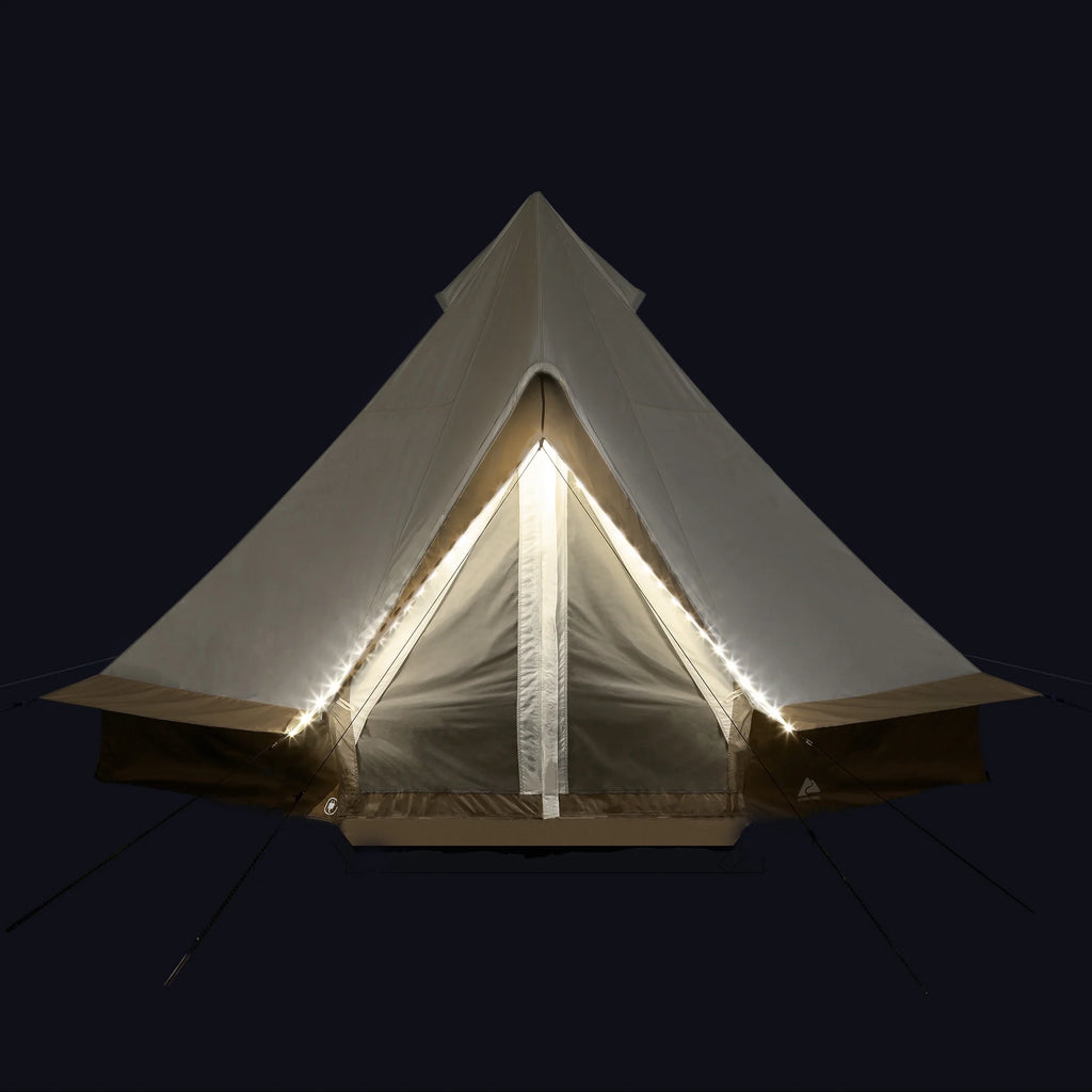 Ozark Trail 15' x 15' 8-Person Glamping Bell Tent with String Lights, 22.57 lbs