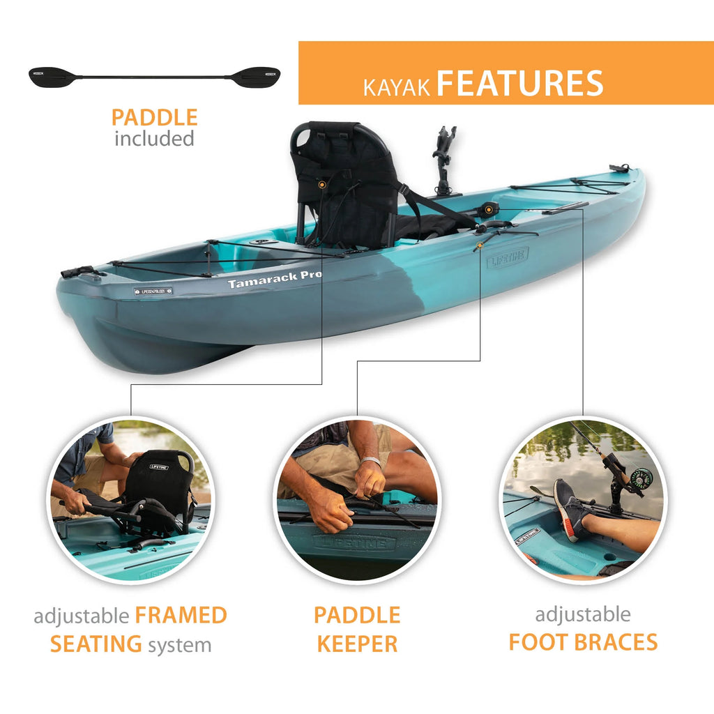 Lifetime Tamarack Pro 123 inch Sit-On-Top Kayak, Lightning Fusion (90995)