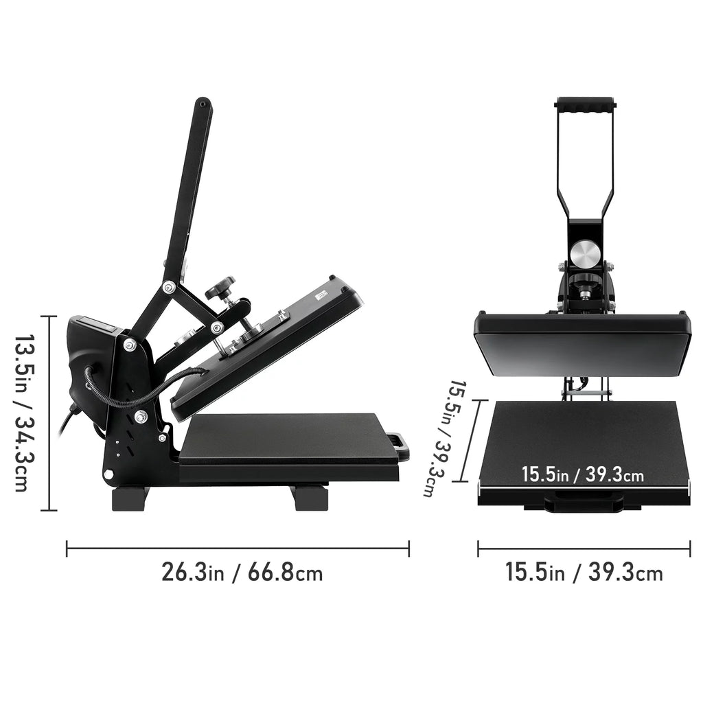 VEVOR Auto Open Heat Press Machine, 15x15inches Magnetic Semi-automatic Heat Press, Digital Clamshell Sublimation Transfer Teflon Coated, Heat Printing Press DIY T-shirts Canvas Bags Pads Photos 110V