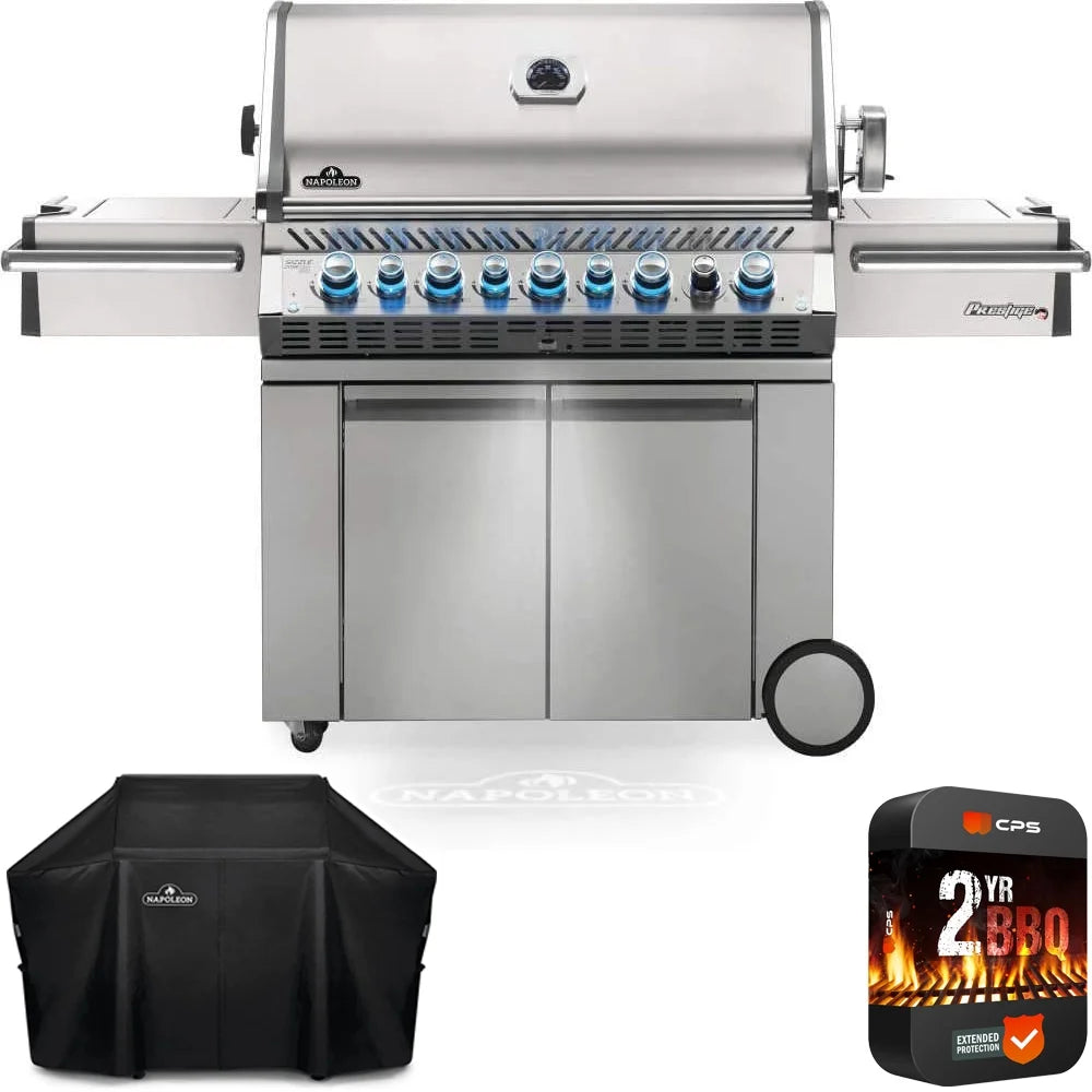 Napoleon PRO665RSIBPSS-3 Prestige PRO 665 RSIB Propane Outdoor Grill with 5 Burners Bundle with Napoleon PRO 665 Outdoor Grill Cover Black and Premium 2 YR CPS Enhanced Protection Pack