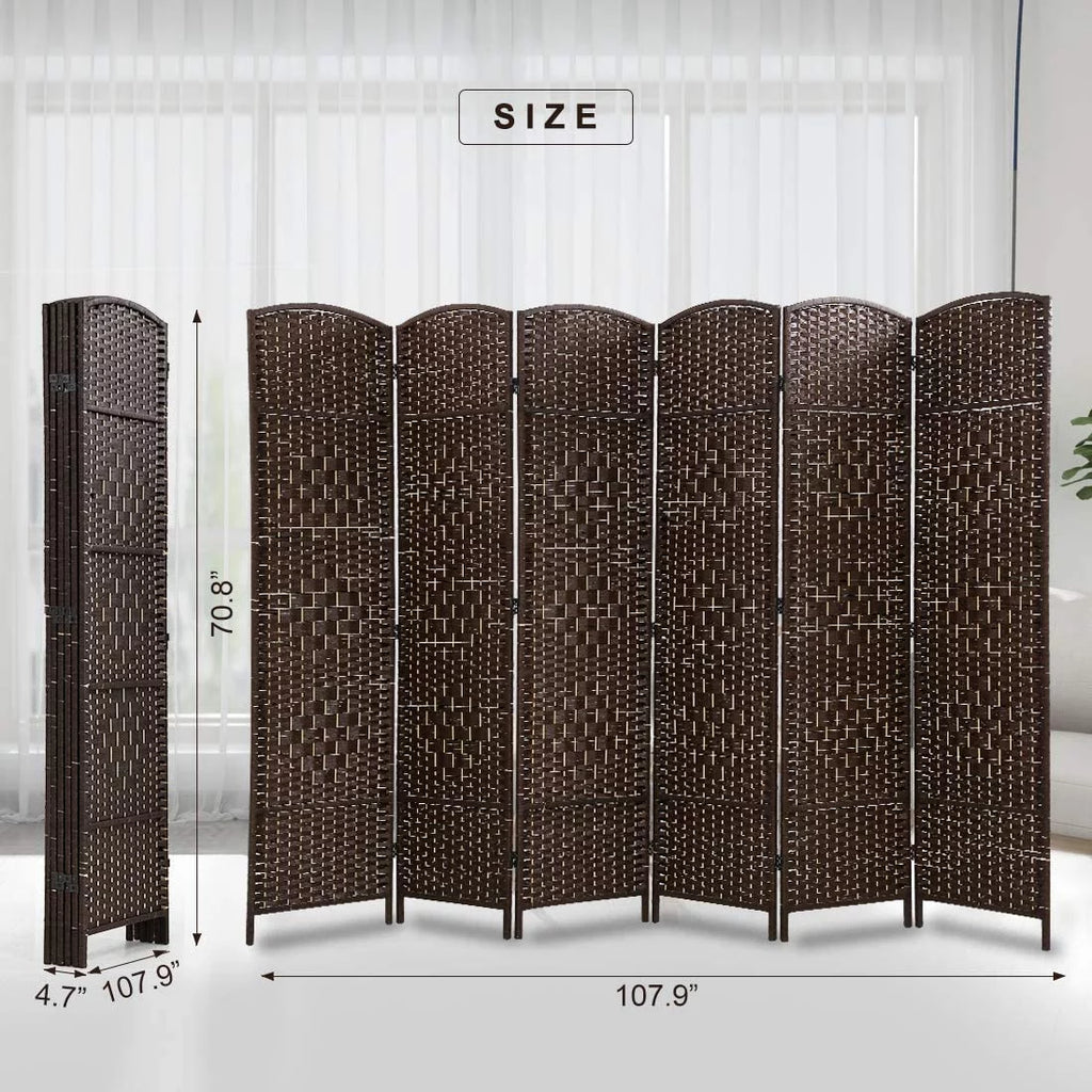 Dkeli Room Dividers and Folding Privacy Screens 6 Panel Portable Privacy Partition, Brown