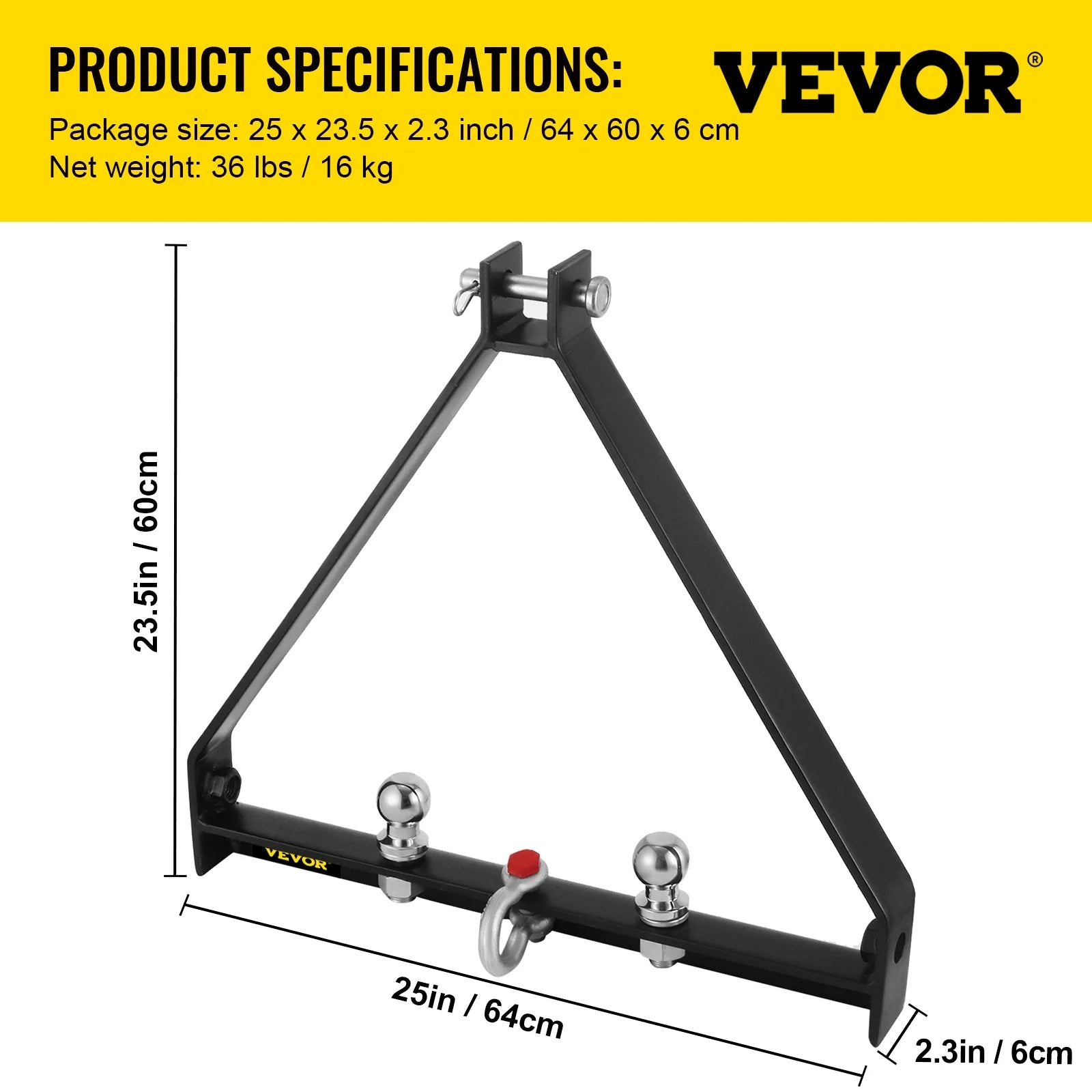 VEVOR 3 Point BX Trailer Hitch, 8000lbs Capacity Compact Tractor Drawbar, 25"Length Fits Category 1 Tractors Trailers