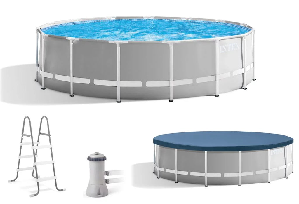 Intex 15 Foot x 42 Inch Prism Frame Above Ground Swimming Pool Set with Filter