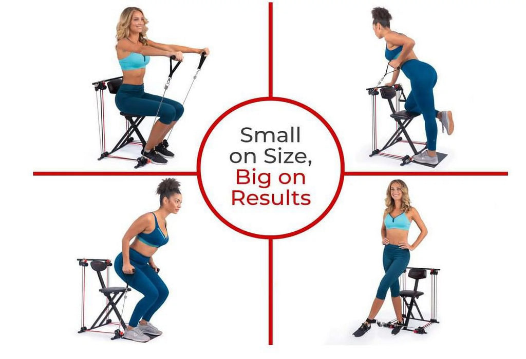 Total Flex M Compact Design, Home Gym in a box Versitiale Exercises Total Body Workout Equipment with Body Buzz Muscle Massaging Gun