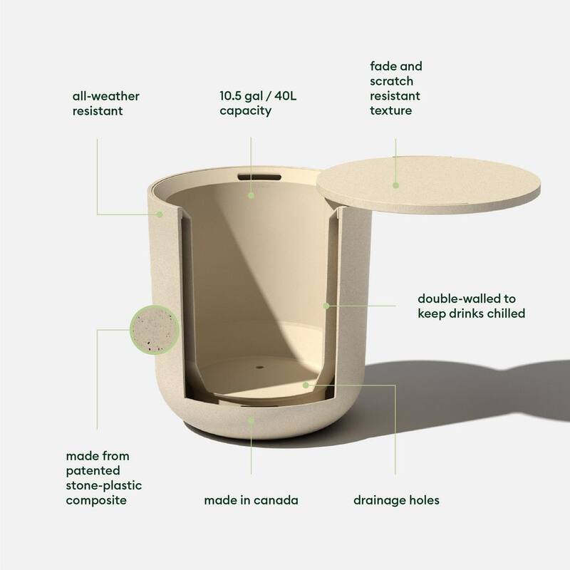 Side Table Series Kona Round Sand Plastic 21 in. Height Cooler Side table