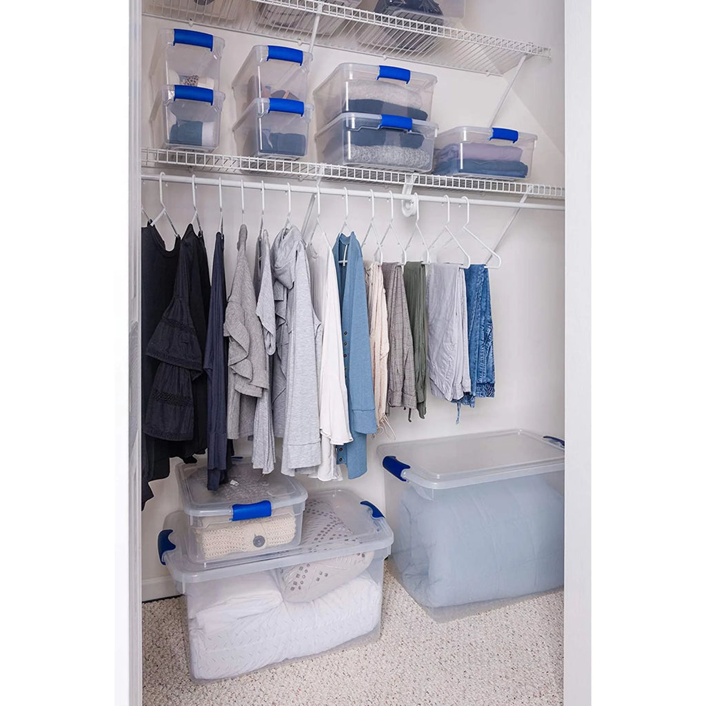 Homz 31 Qt. Clear Latching Storage Containers, Clear/Blue, Set of 4