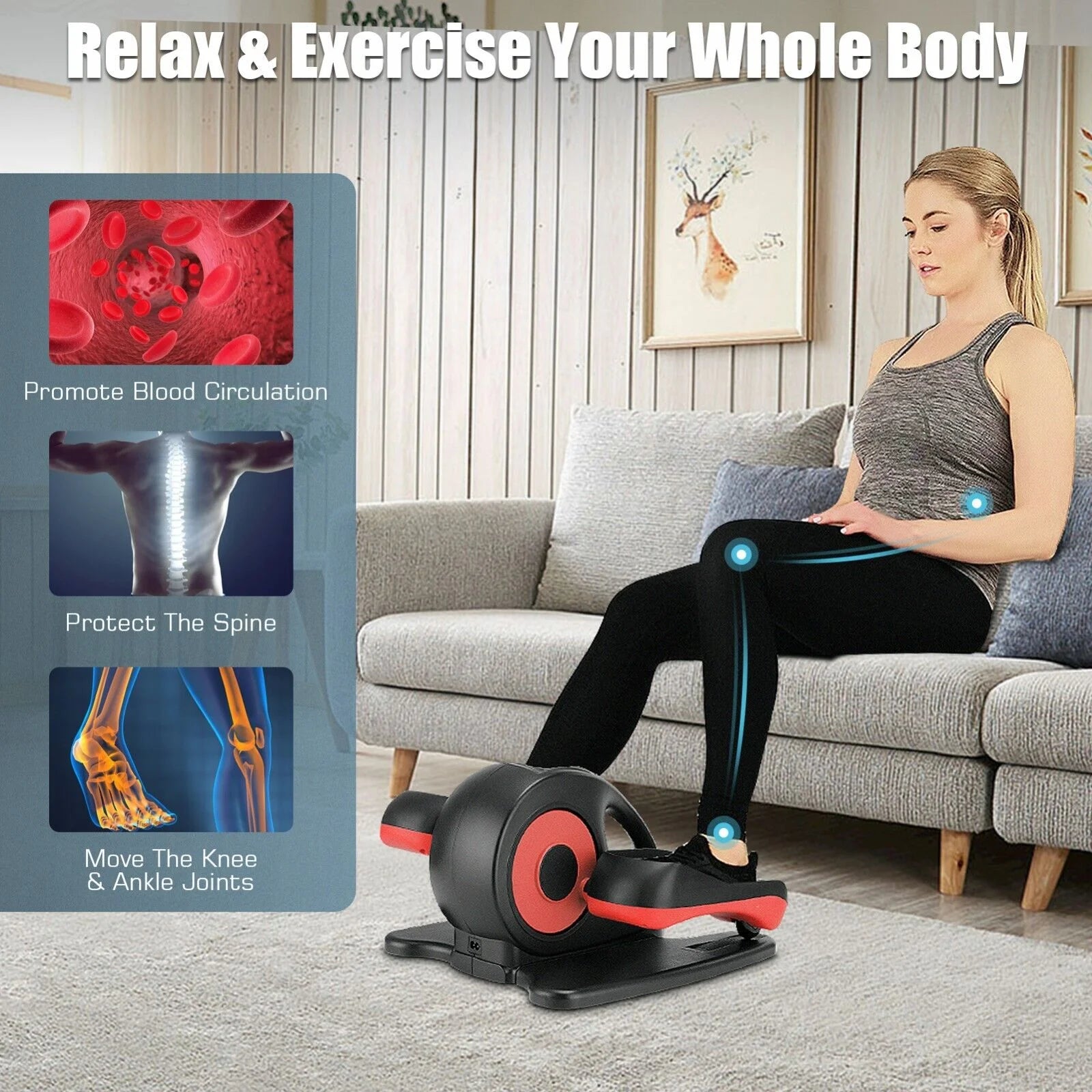 Electric Ellipse Leg Exerciser Under Desk Elliptical Seated Foot Pedal Exerciser