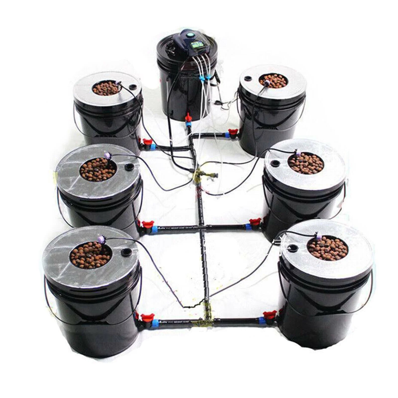 TOOL1SHOoo Greenhouse Accessories, Hydroponics Grow System Recirculating 5-Gallon 7 Pots Deep Water Culture DWC