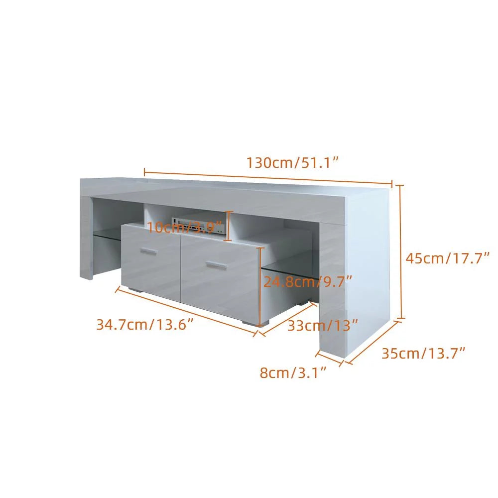 Zimtown TV Stand with High Gloss LED Lights, Media TV Console Table Storage Cabinet Drawers,Entertainment Stand Shelves