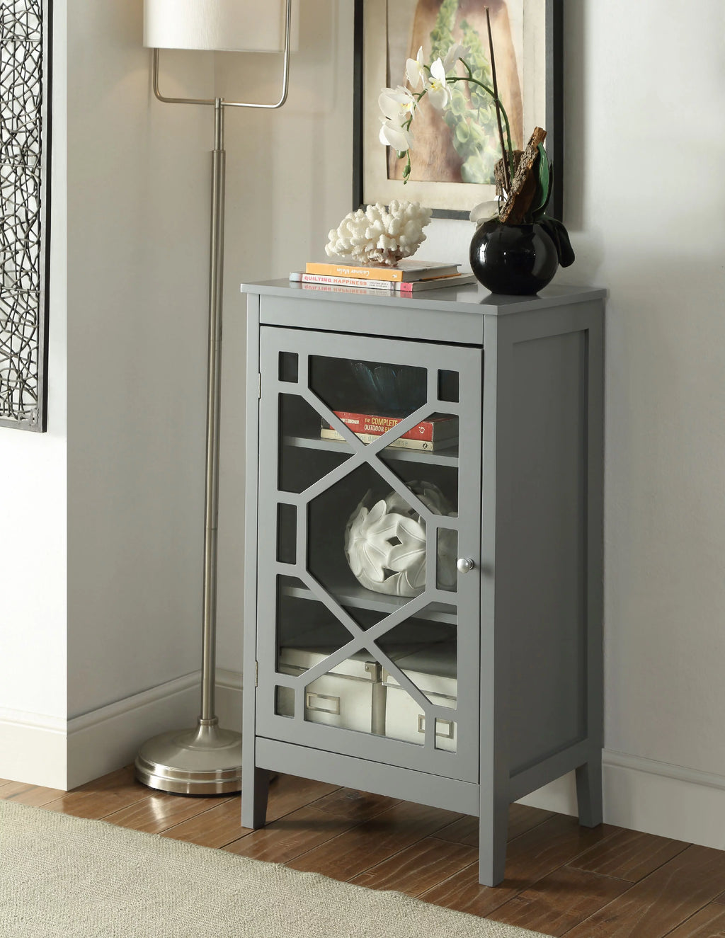 Linon Home Fetti Small Accent Cabinet, Gray