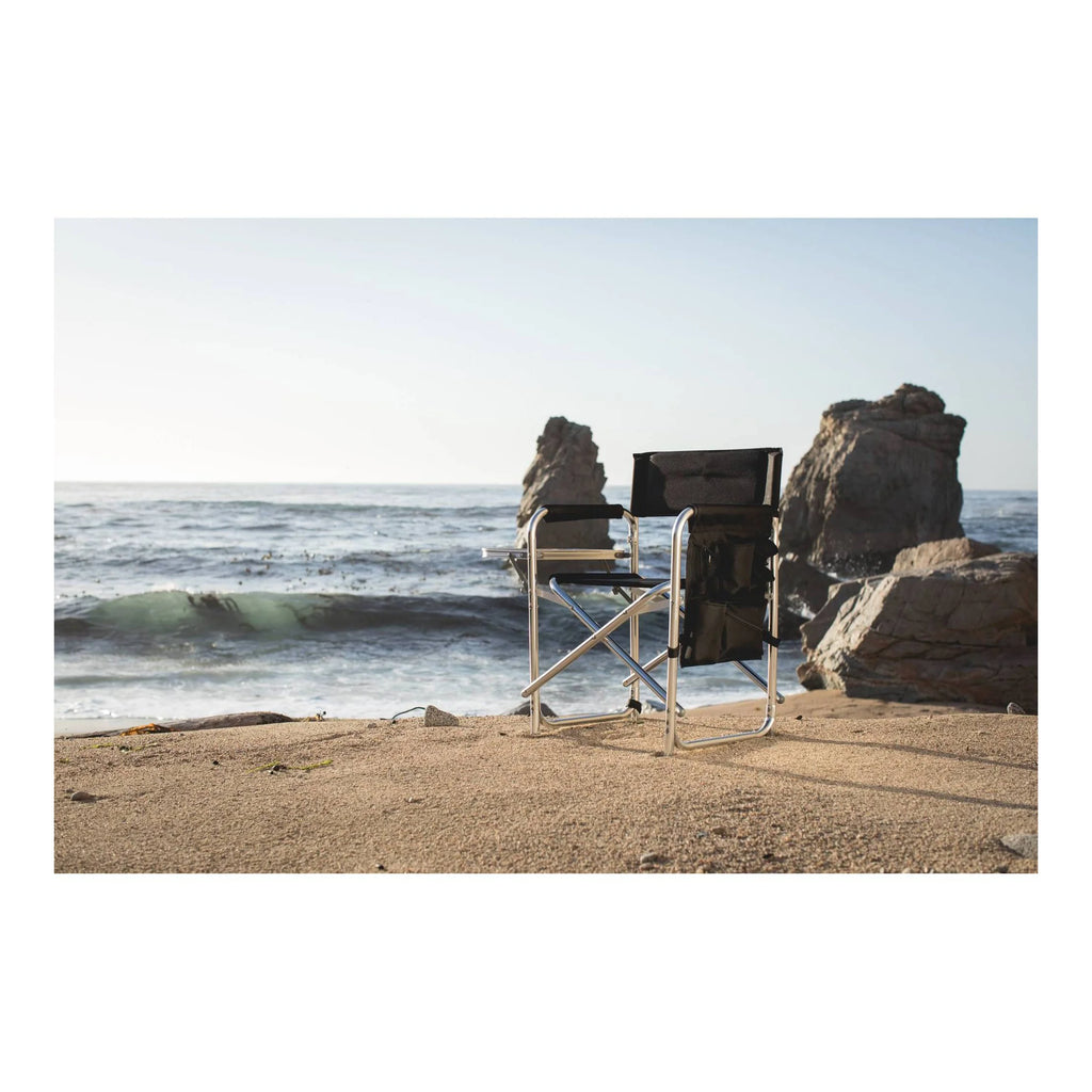 Sports Chair with Table and Pockets - Black