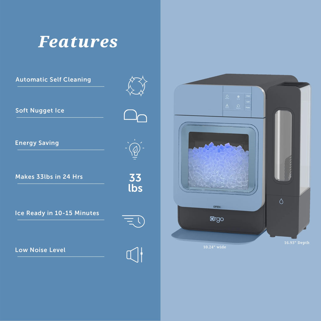 Orgo Products Sonic Countertop Ice Maker, Nugget Ice Type, Sage