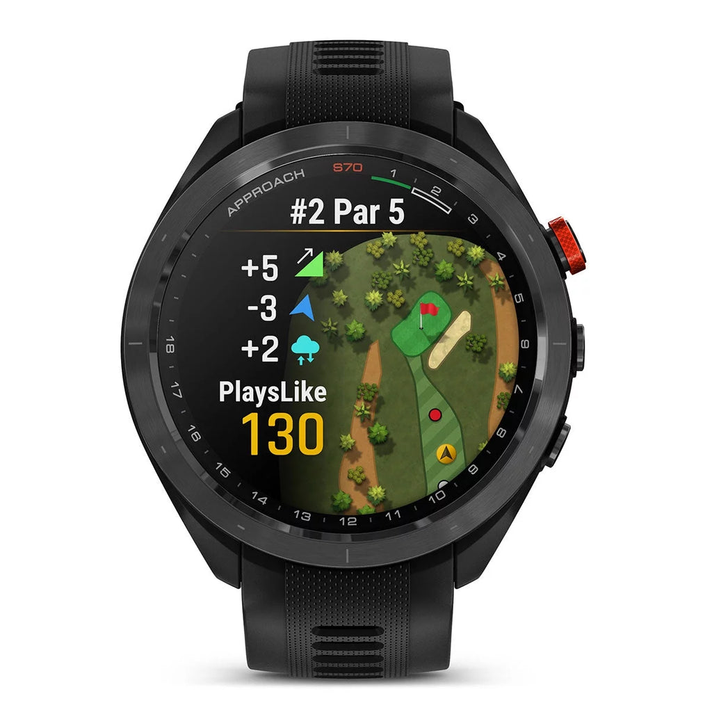 Garmin Approach S70 (Black, 47mm) Golf GPS Watch Bundle with PlayBetter Screen Protectors & Portable Charger