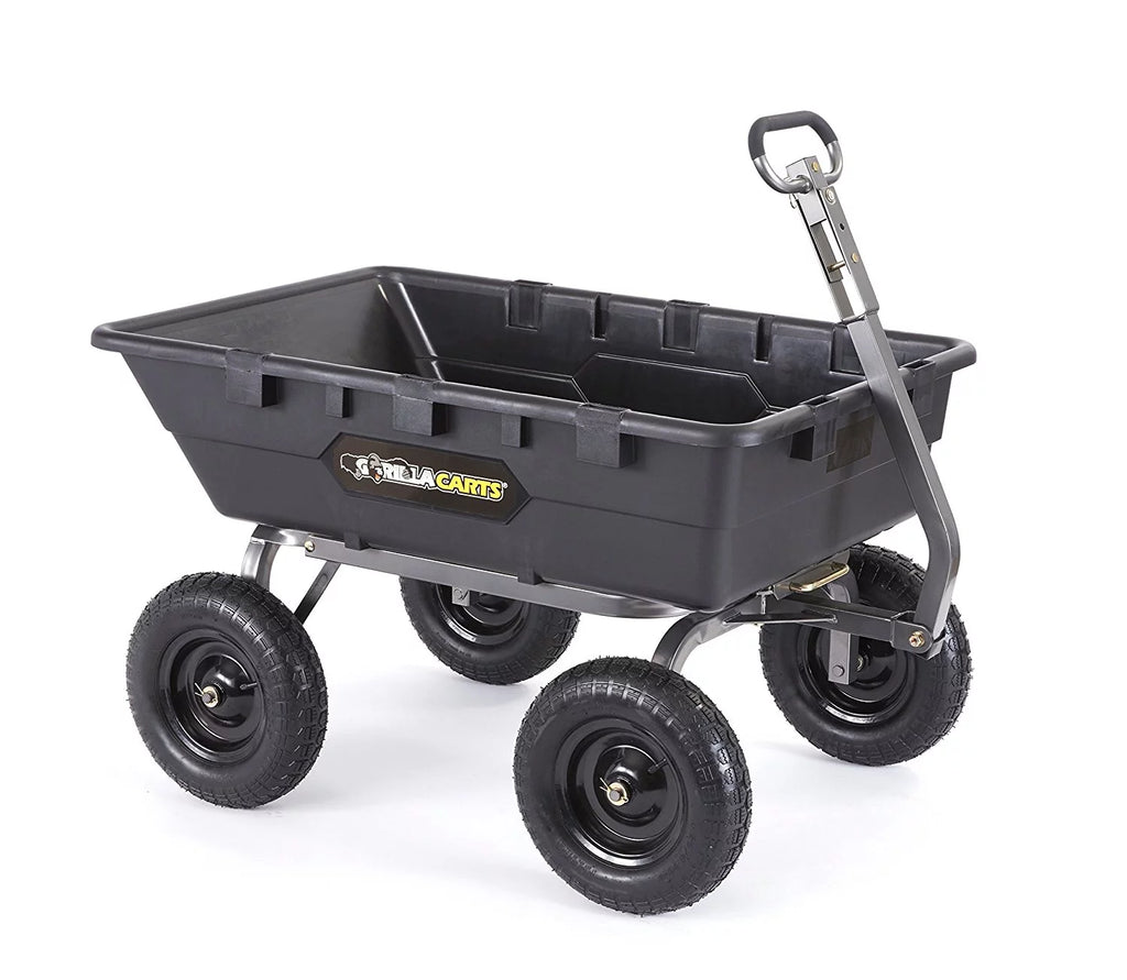 Gorilla Carts Heavy Duty Poly Yard Dump Cart Garden Wagon with 16" Tires
