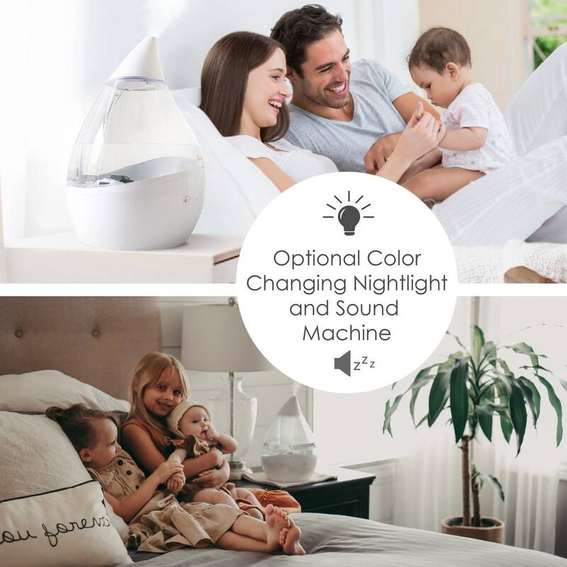 1 Gal. Top Fill Drop Cool Mist Humidifier with Sound Machine for Medium to Large Rooms up to 500 sq. ft. - Clear/White