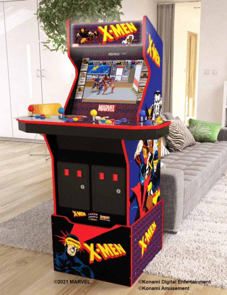 Arcade1Up X-Men 4 Player - Riser, Light up Marquee, Deck Protector ,Wifi, Stool