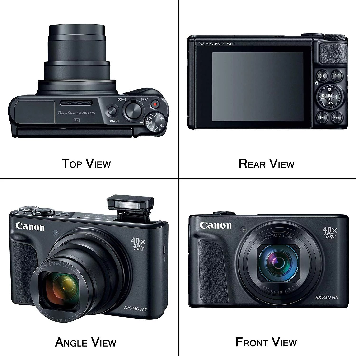 Canon Powershot SX740 HS 4K Video Digital Camera Black + Advanced Bundle