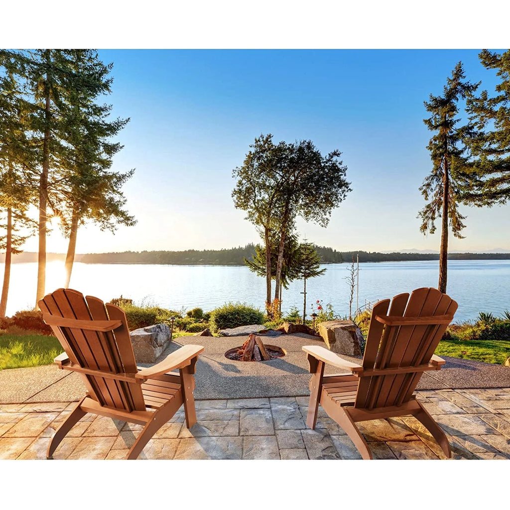 Oversized Adirondack Chair with Cup Holder Made with All-Weather Fade-Resistant Poly Lumber & 350lb