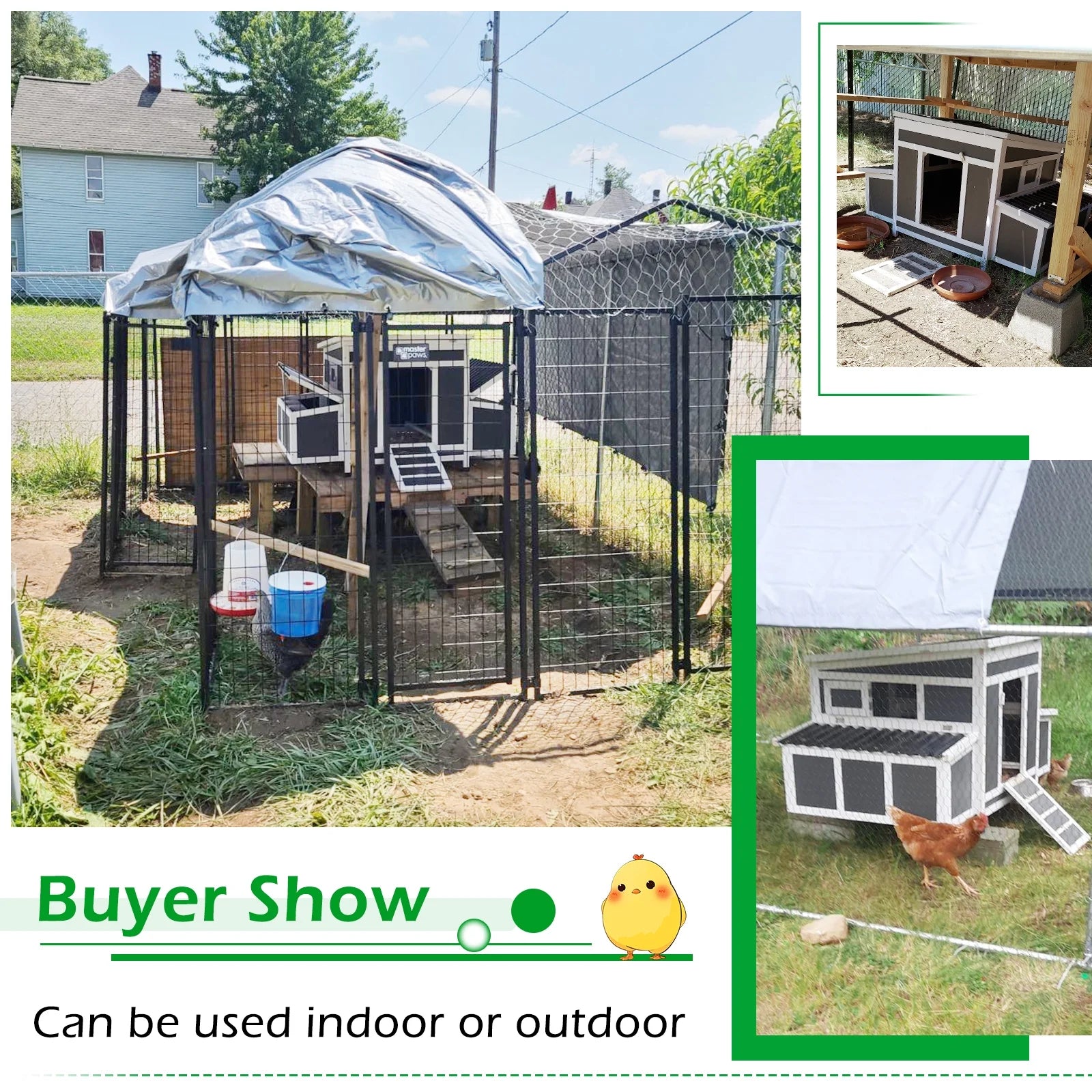 AECOJOY 56 Large Chicken Coop with 6 Nesting Boxes Wooden Hen House Outdoor Chicken Cage Poultry Hutch w/Ramps, Removable Tray for Easy Cleaning