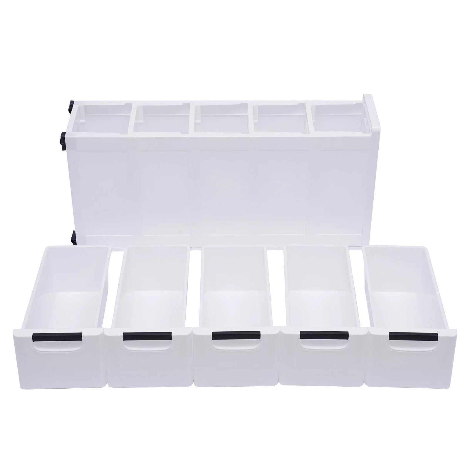 Fichiouy Vertical Tall Dresser Storage Tower Fabric Organizer Wardrobe with 5 Drawers White