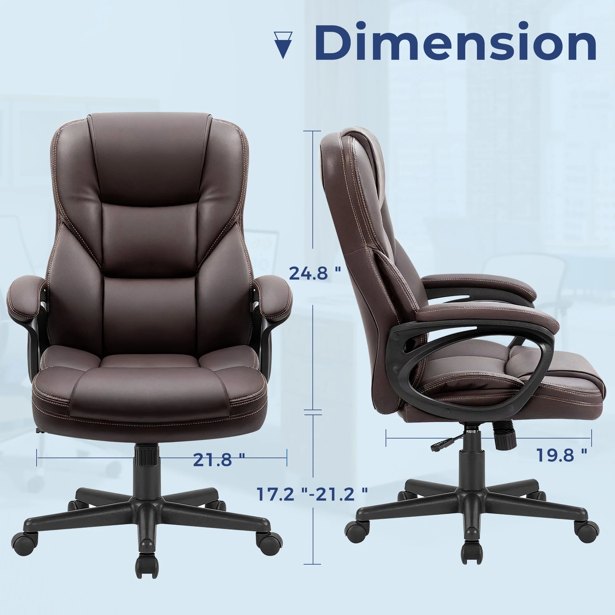 Furmax High-back Executive Office Chair With Lumbar Support Height Adjustable Swivel Seat PU Leather, Black