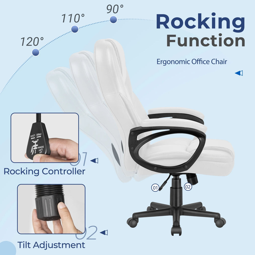 Furmax High-back Executive Office Chair With Lumbar Support Height Adjustable Swivel Seat PU Leather, Black