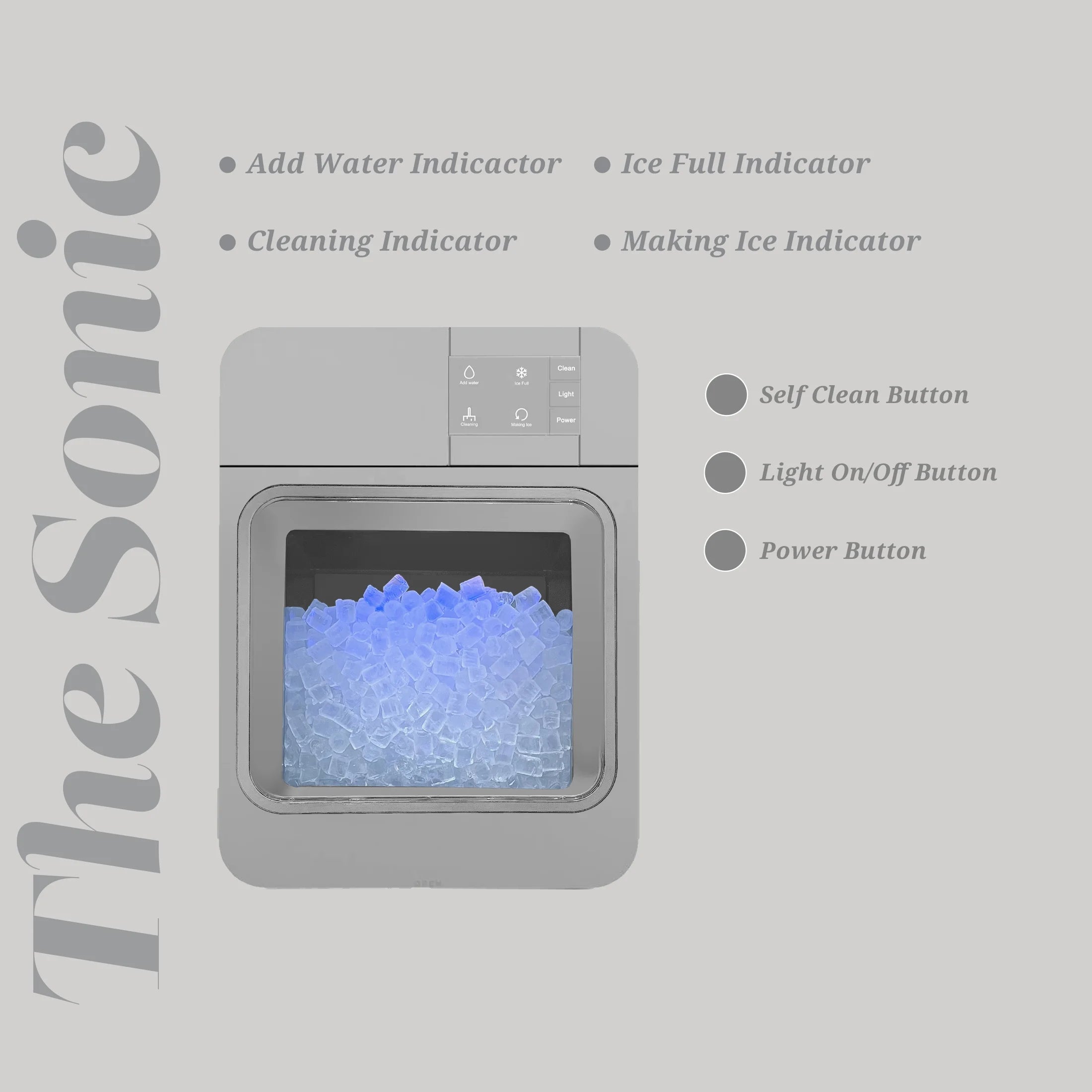 Orgo Products Sonic Countertop Ice Maker, Nugget Ice Type, Sage