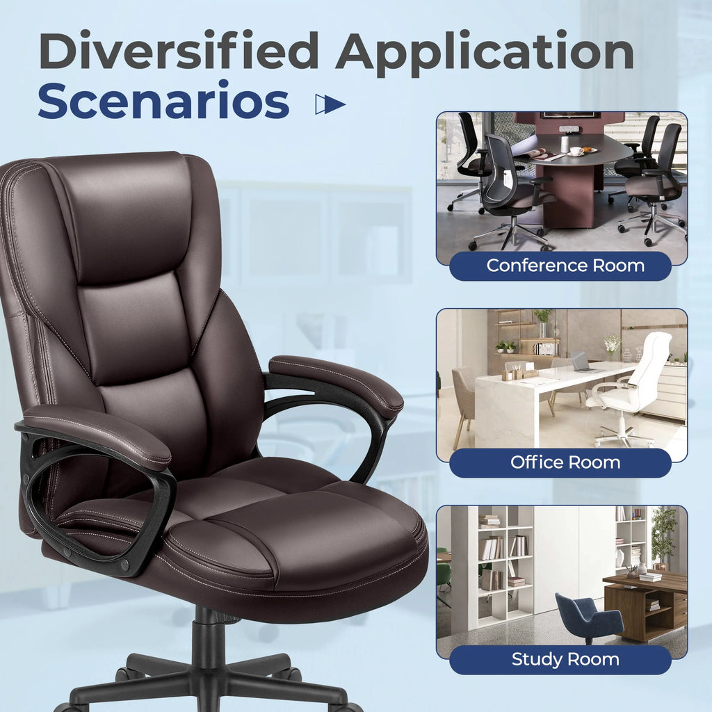Furmax High-back Executive Office Chair With Lumbar Support Height Adjustable Swivel Seat PU Leather, Black
