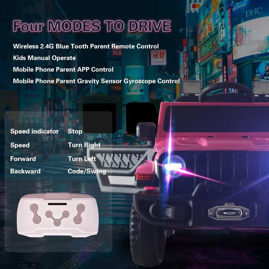 Powered Motorized Vehicles 12v Kid Ride On Electric Car Remote Control LED Lights,Suspension Wheels,Rubber EVA Tire,Music Pink-Ansley&HosHo