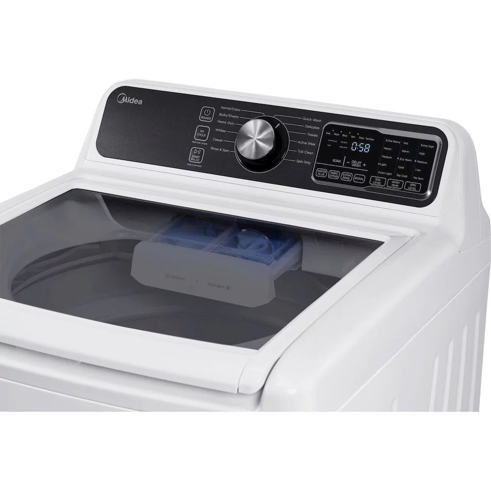 Midea MLV45N3BWW - Washing machine - width: 27 in - depth: 28.9 in - height: 45.6 in - top loading - 4.5 cu. ft - 700 rpm - white