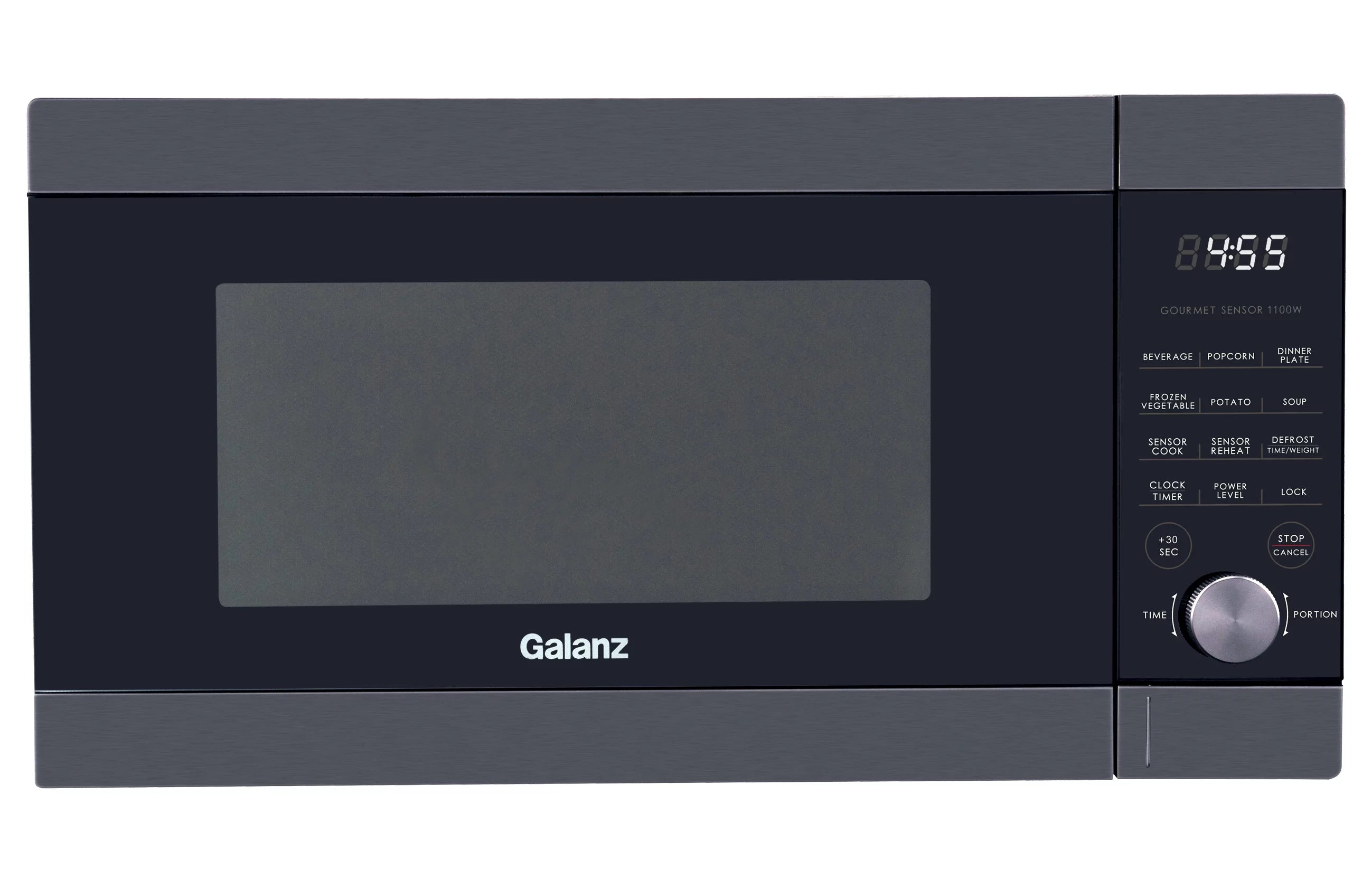 Galanz Express Wave 1.4 Cu ft Sensor Cooking Microwave Oven, Black Stainless Steel, New