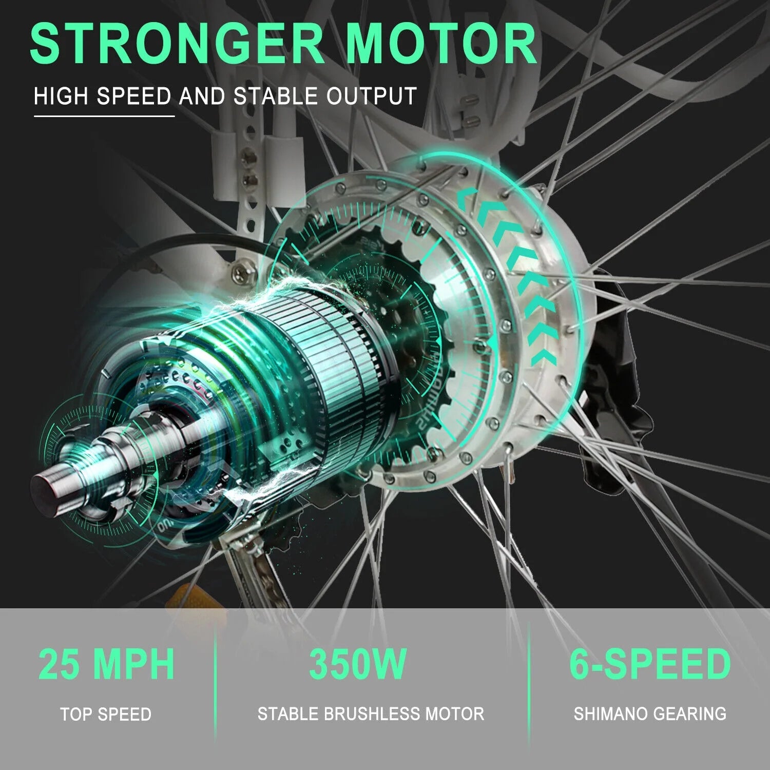 KTOEBYCO Electric Bike 350W for Adults 26"Tire,Shimano 6-Speed up to 22mph,36V10Ah Lithium Battery