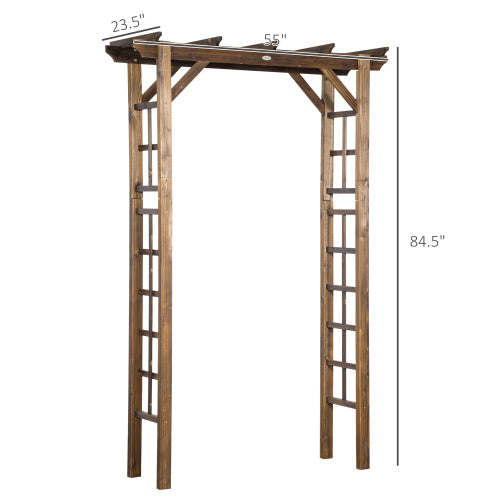 Buumin Outsunny 85" Wooden Garden Arbor for Wedding and Ceremony, Outdoor Garden Arch Trellis for Climbing Vines - Carbonized