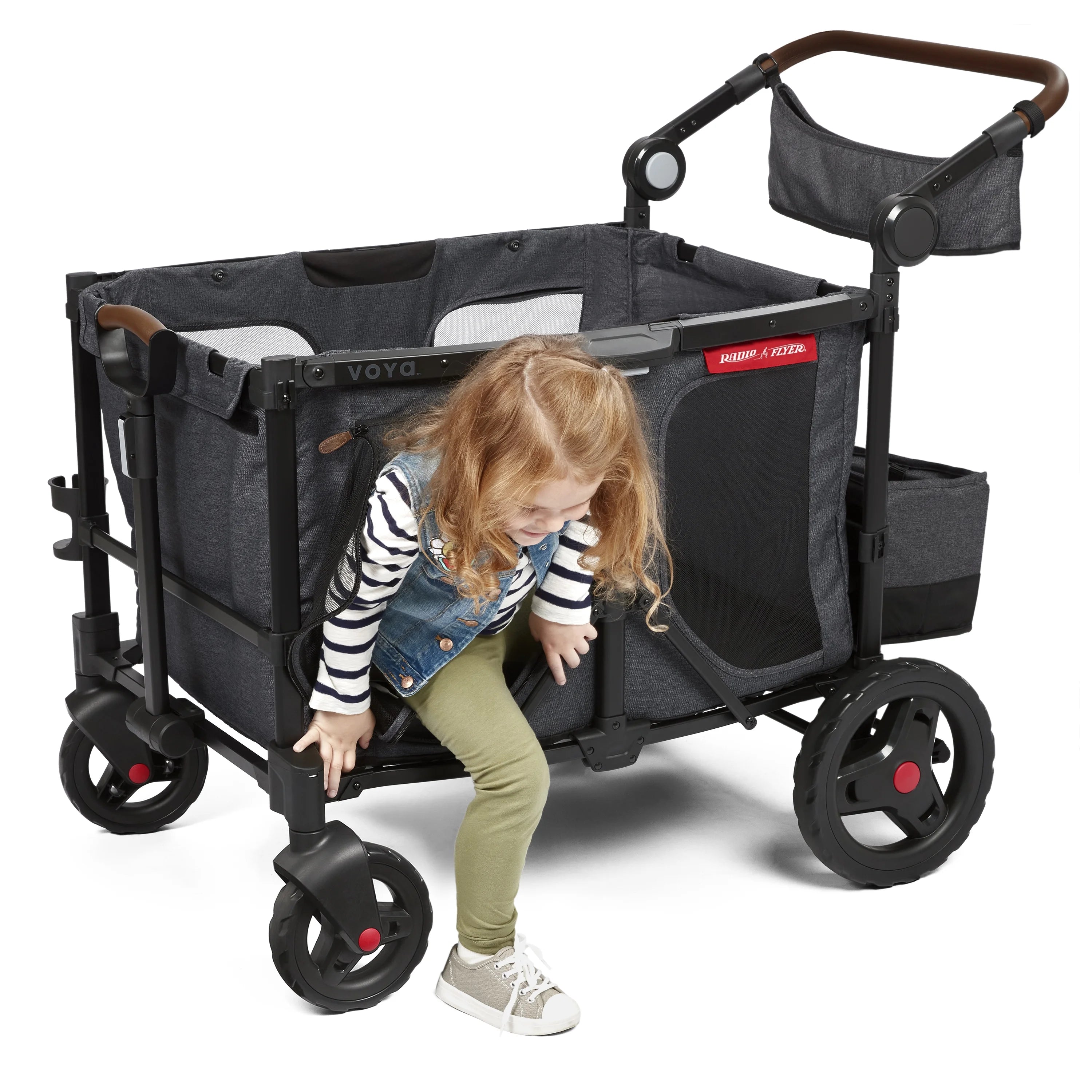 Radio Flyer, Voya™ XT Quad Stroller Wagon, Premium Stroller Wagon for 4 Kids, Accessories Included