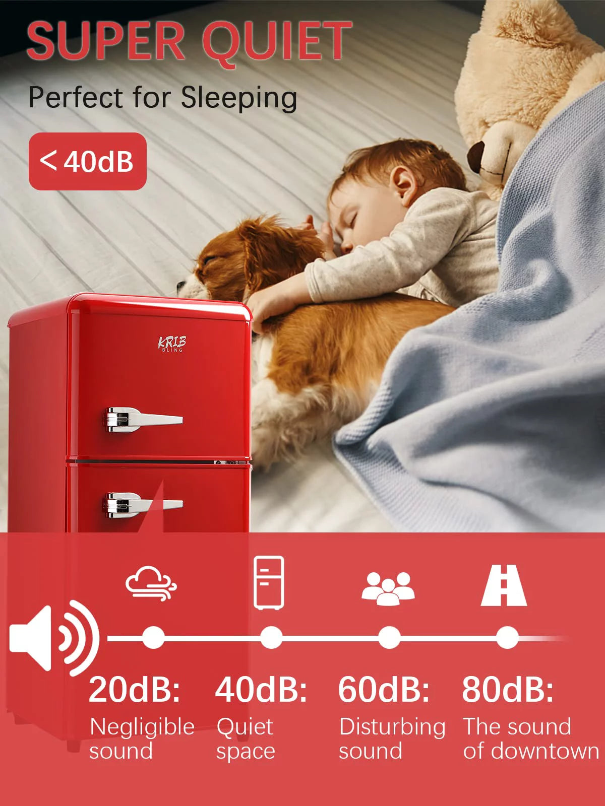 KRIB BLING 3.5 Cu.ft Compact Refrigerator Mini Fridge with Freezer, 2 Door Small Refrigerator for Office, Silver