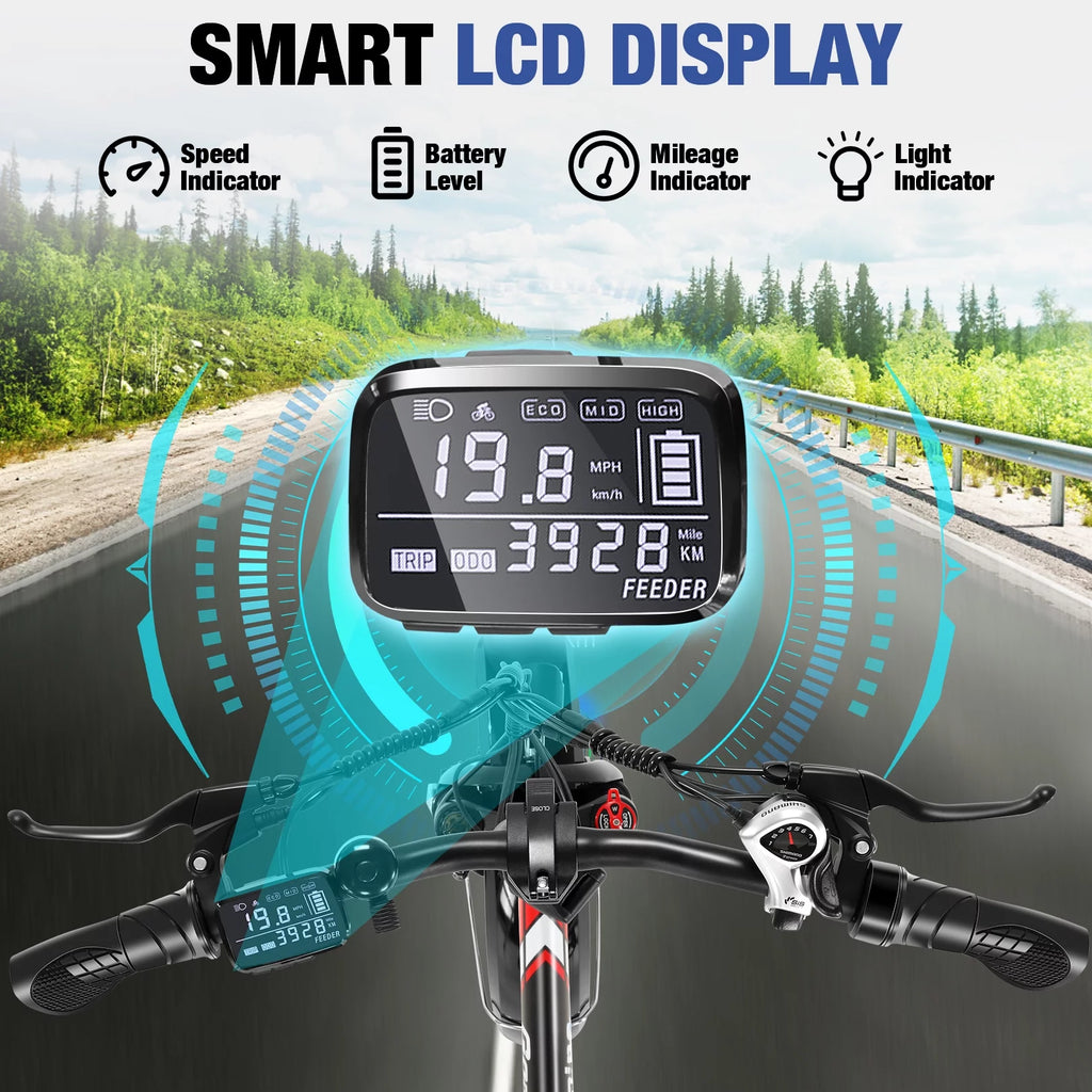 Gocio Electric Bike Fat Tire Folding Electric Bicycle for Adults with LCD Display, 350W Ebike 48V City Bike with 374.4wh Removable Battery Shimano 7 Speed Commuting Hybrid Bike UL2849