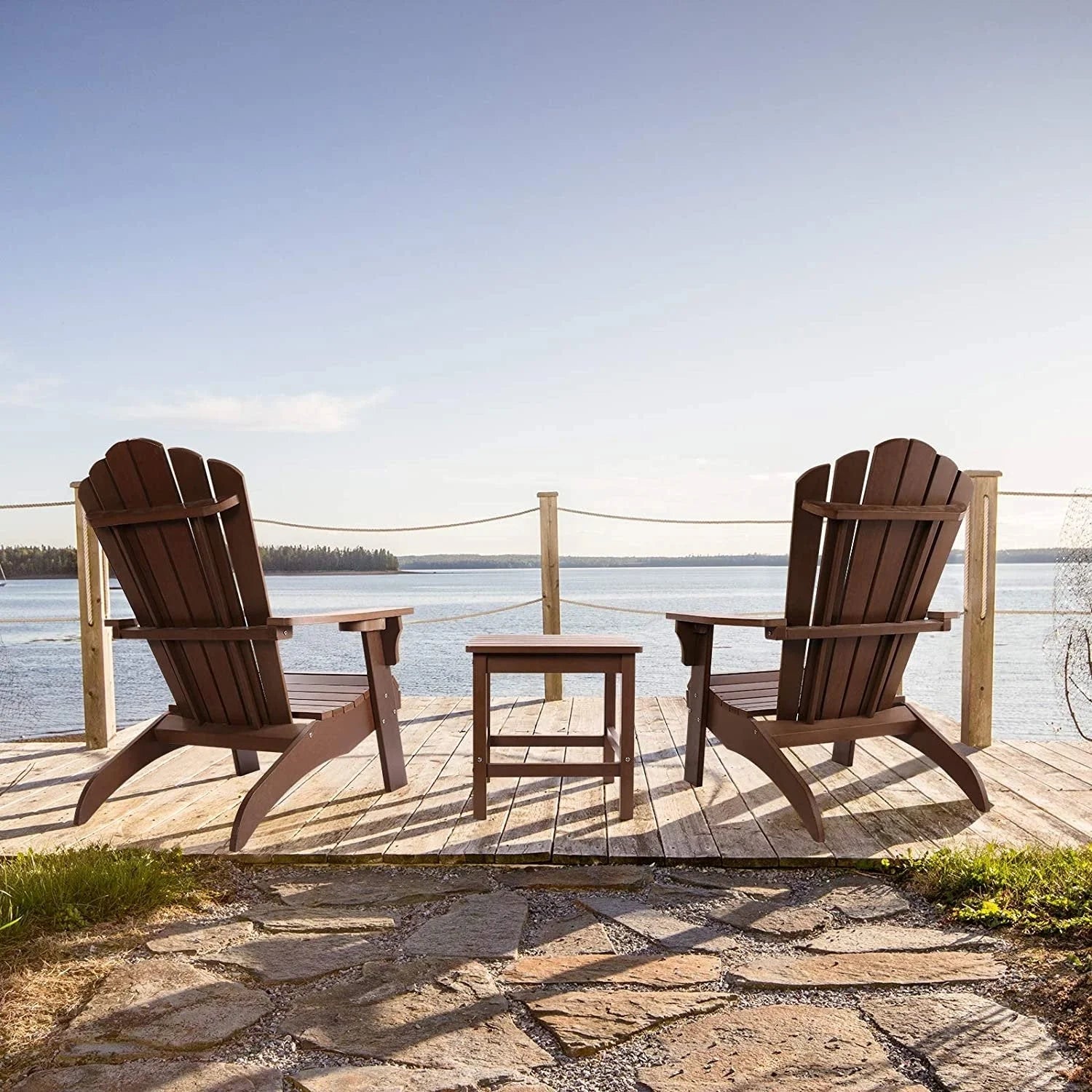 Oversized Adirondack Chair with Cup Holder Made with All-Weather Fade-Resistant Poly Lumber & 350lb