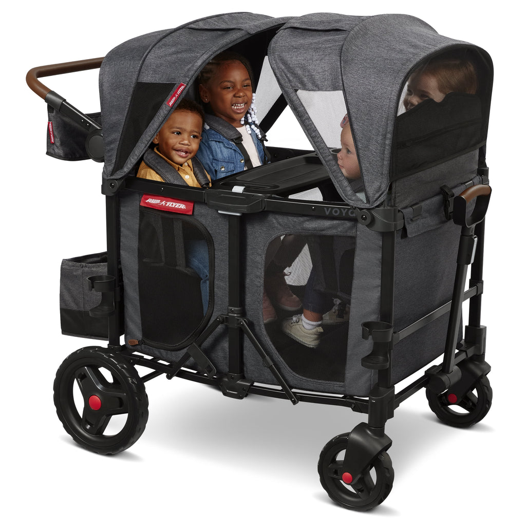 Radio Flyer, Voya™ XT Quad Stroller Wagon, Premium Stroller Wagon for 4 Kids, Accessories Included