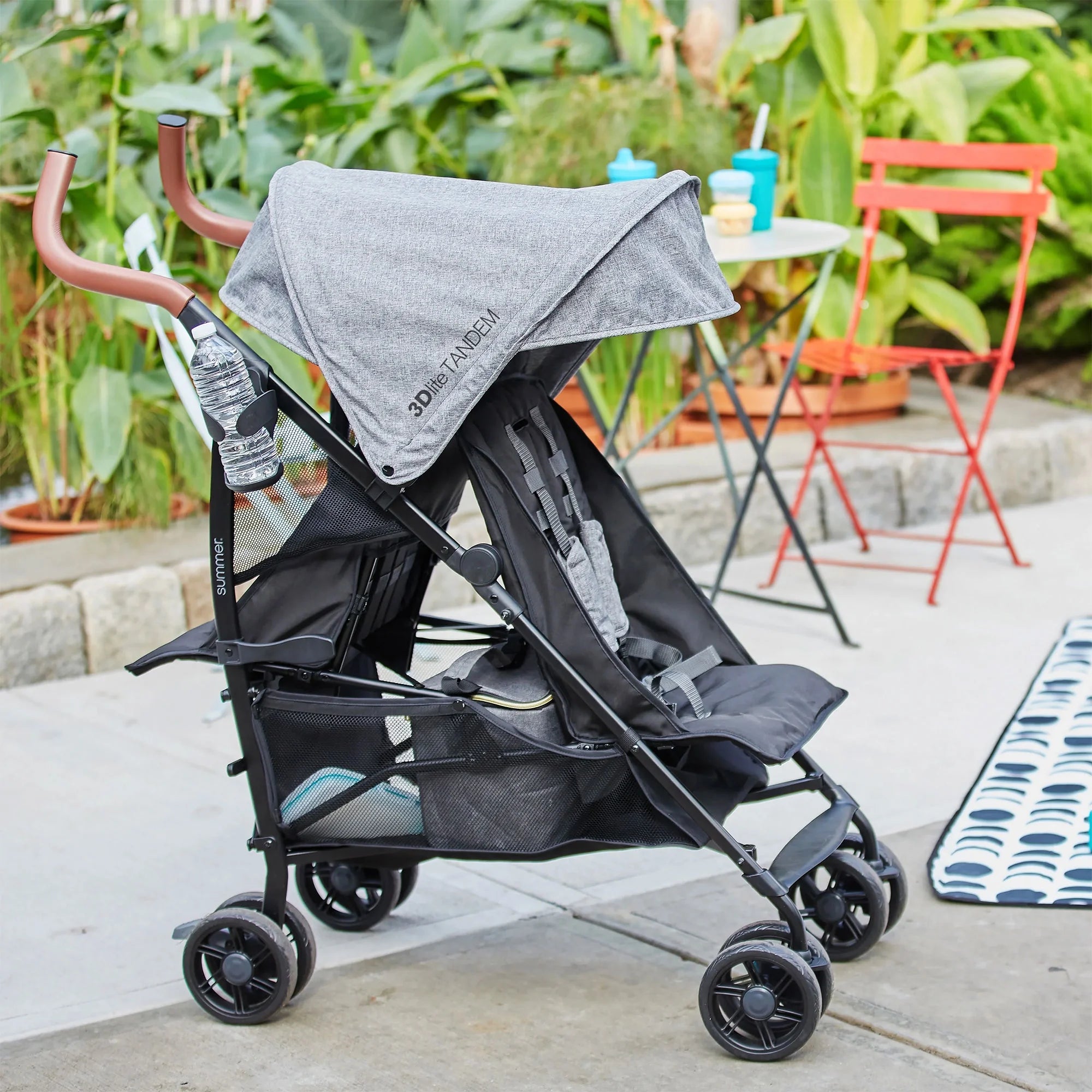 Summer Infant 3Dlite Tandem Double Stroller for Infants & Toddlers, Black