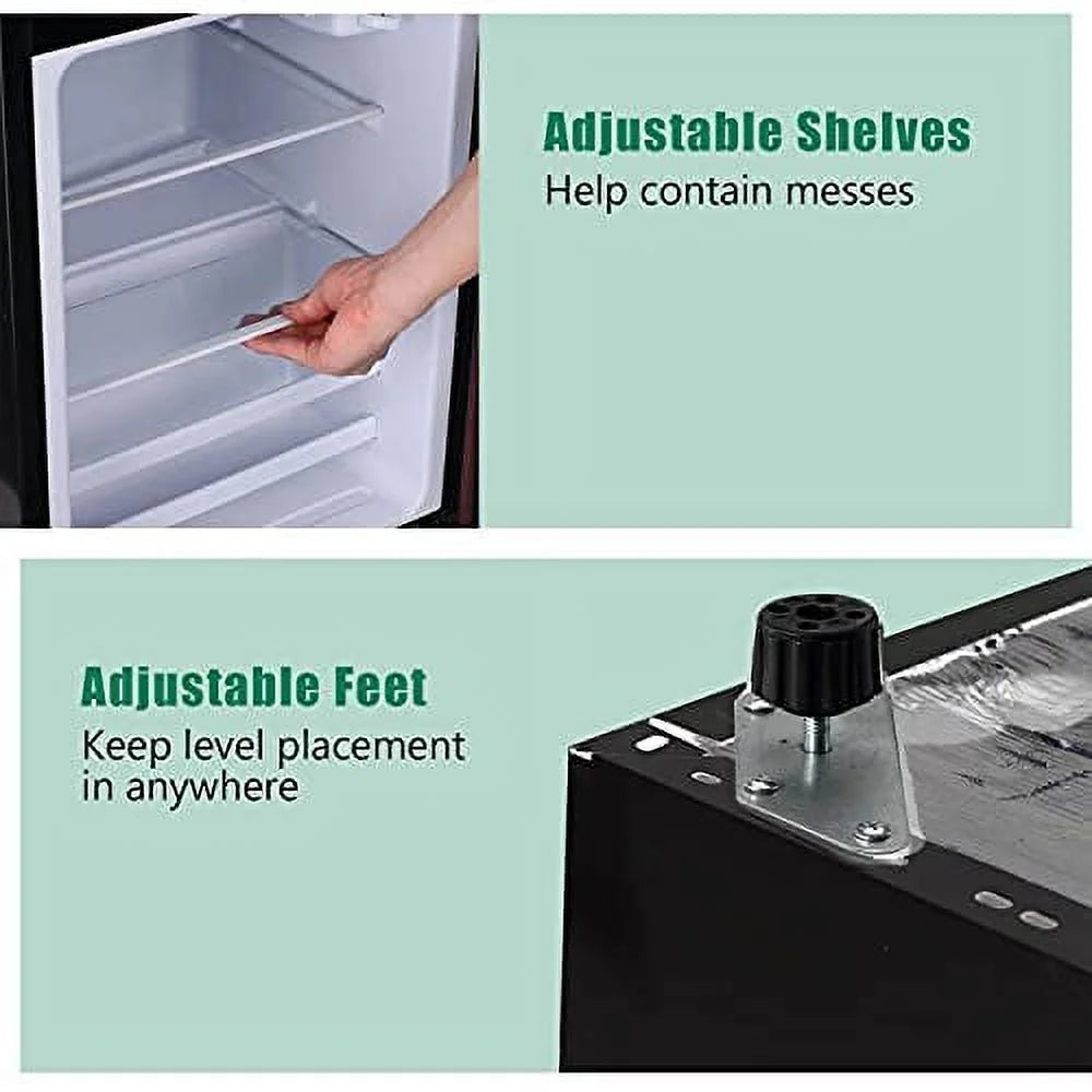 KRIB BLING 3.5 Cu.ft Compact Refrigerator Mini Fridge with Freezer, 2 Door Small Refrigerator for Office, Silver