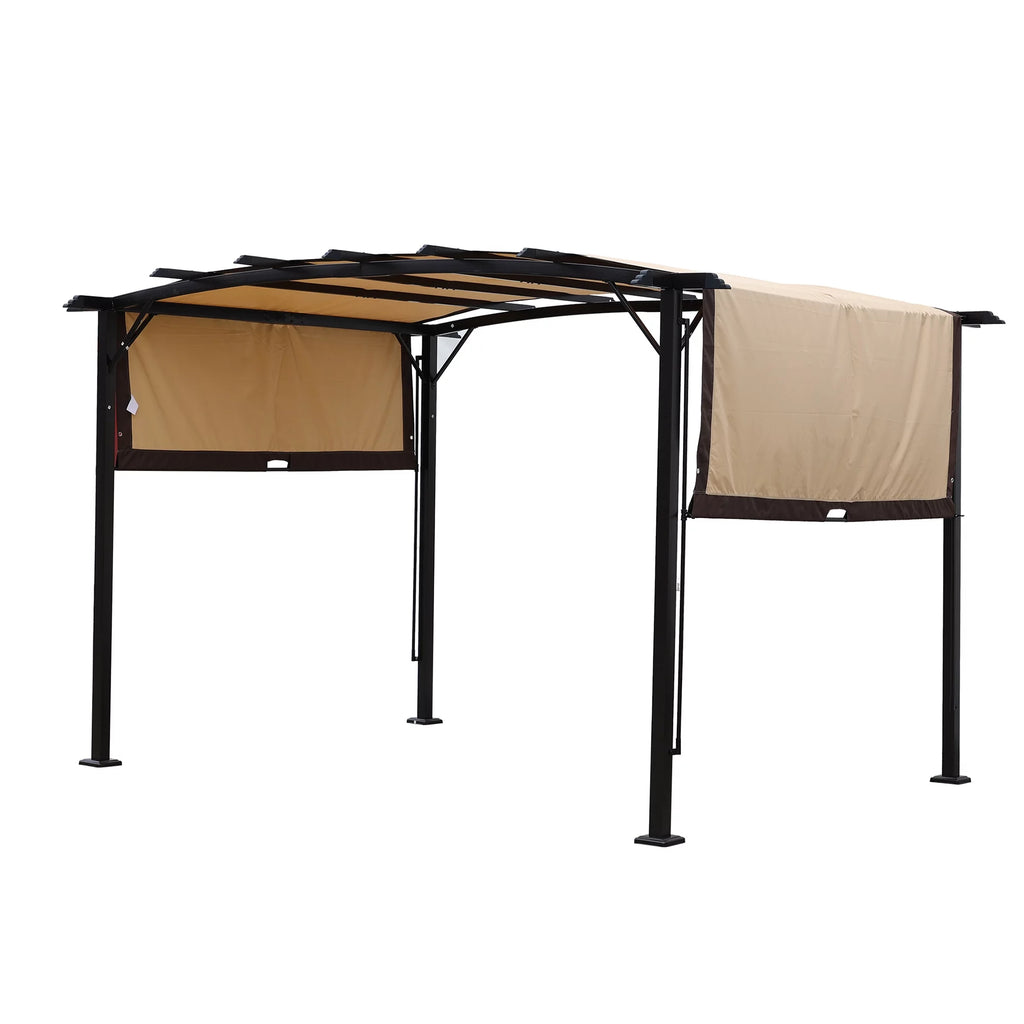 12 x 9 Ft Outdoor Pergola Patio Gazebo,Retractable Shade Canopy,Steel Frame Grape Gazebo,Sunshelter Pergola for Gardens,Terraces,Backyard same as W419S00041