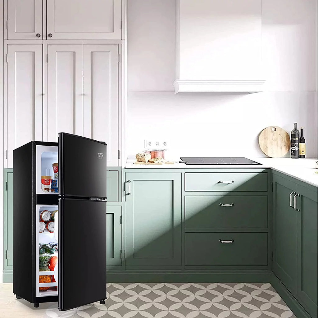 KRIB BLING 3.5 Cu.ft Compact Refrigerator Mini Fridge with Freezer, 2 Door Small Refrigerator for Office, Silver
