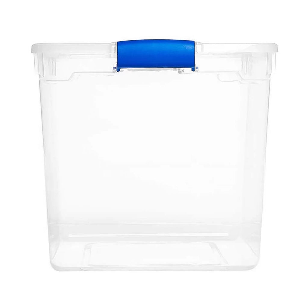 Homz 31 Qt. Clear Latching Storage Containers, Clear/Blue, Set of 4