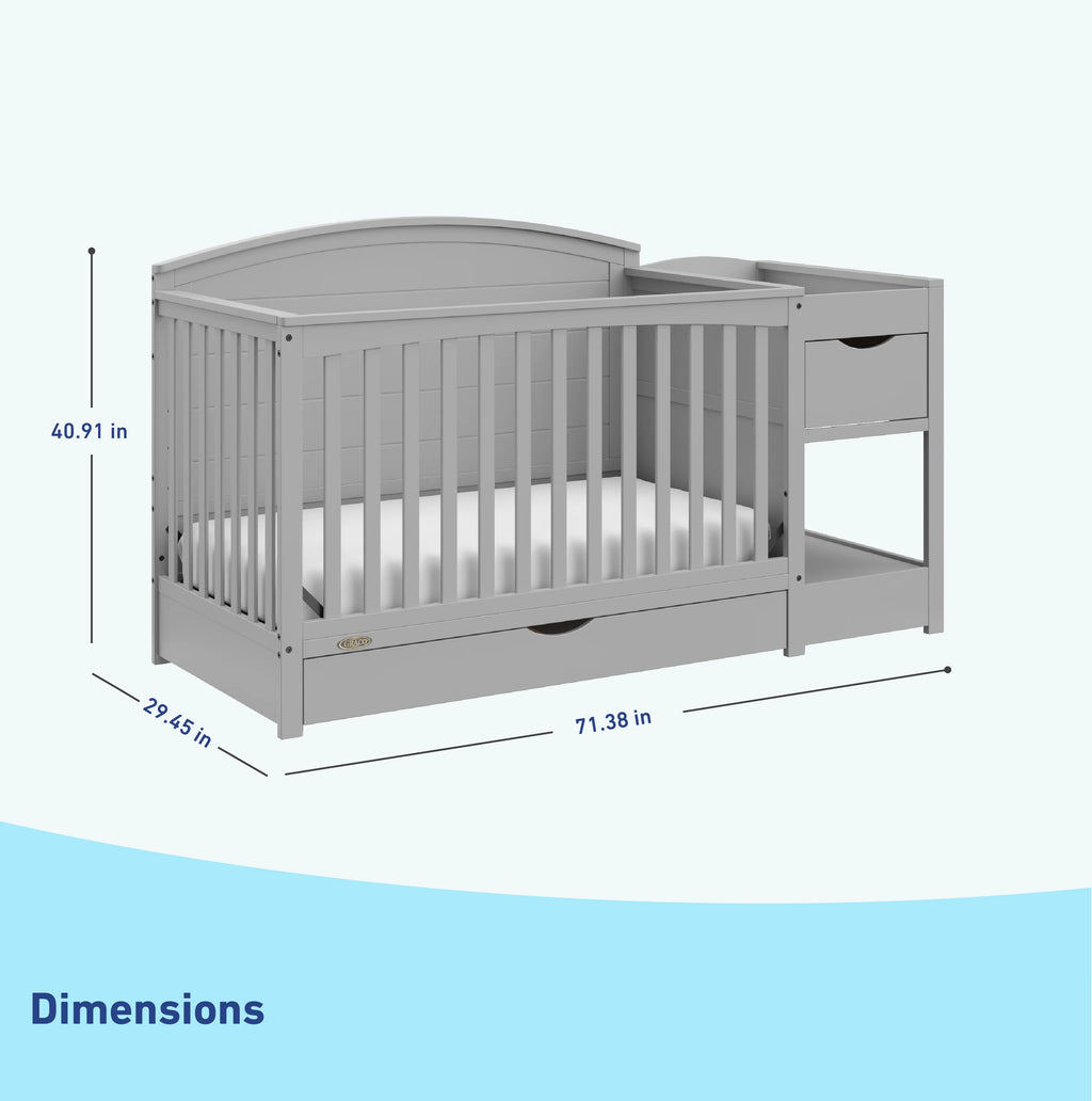 Graco Bellwood 5-in-1 Convertible Crib and Changer, White