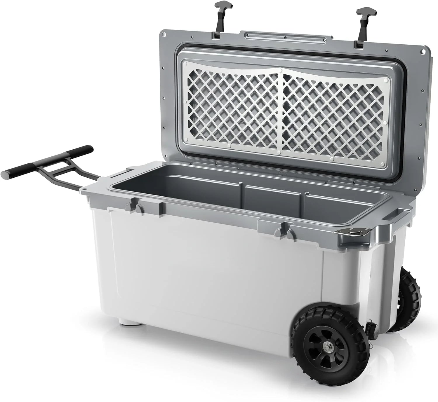 72 Quart Ultra-Light Wheeled Cooler Hard Insulated Portable Ice Chest Box for Beach, Drink, Beverage, Camping, Picnic, Fishing, Boat, Barbecue, 30% Lighter Than Rotomolded Coolers