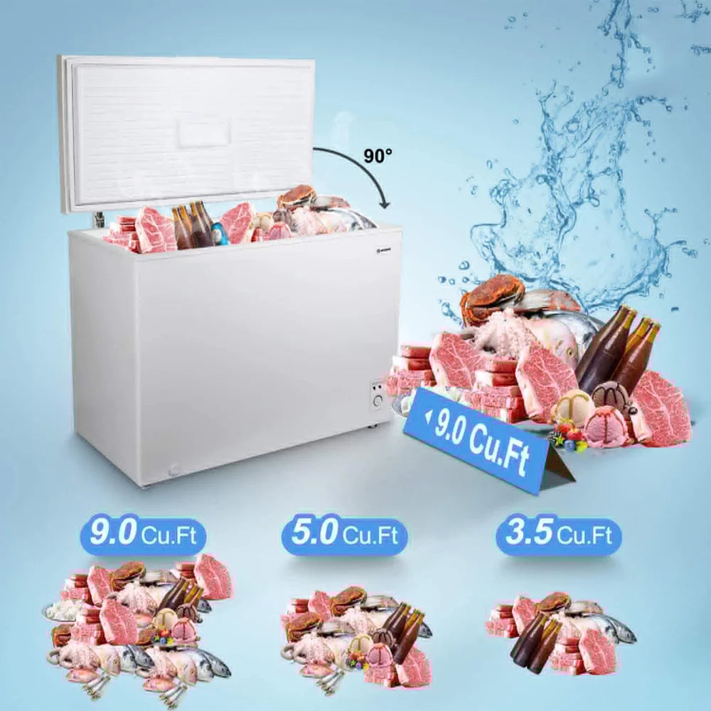 MOOSOO 7 Cu ft Chest Freezer, Energy Saving Compact Deep Fridge, Adjustable Temperature, Removable Baskets