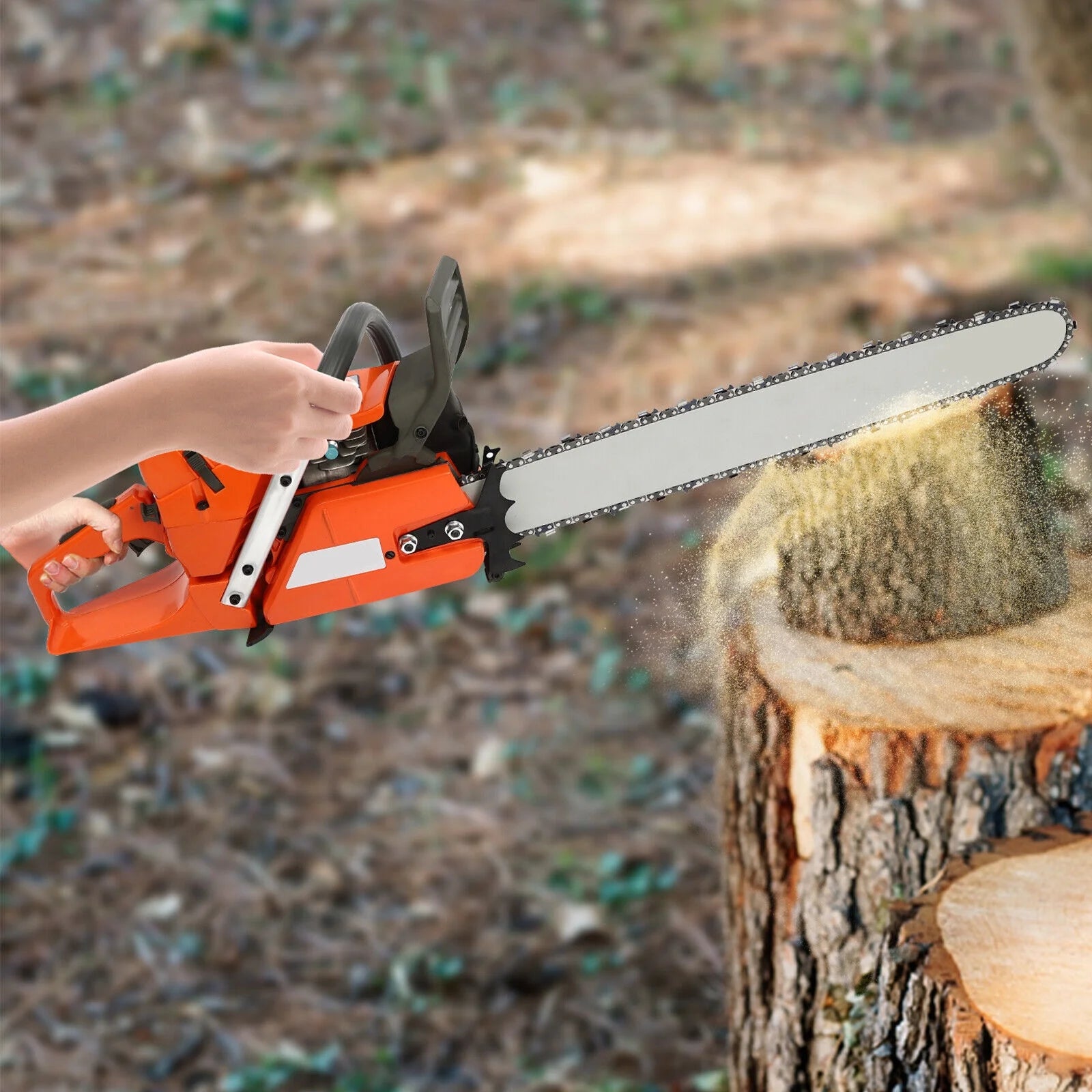 65cc/72cc Gas Chainsaw 24" Bar Gasoline Powered Chain Saw 2-Cycle Wood Cutting Orange