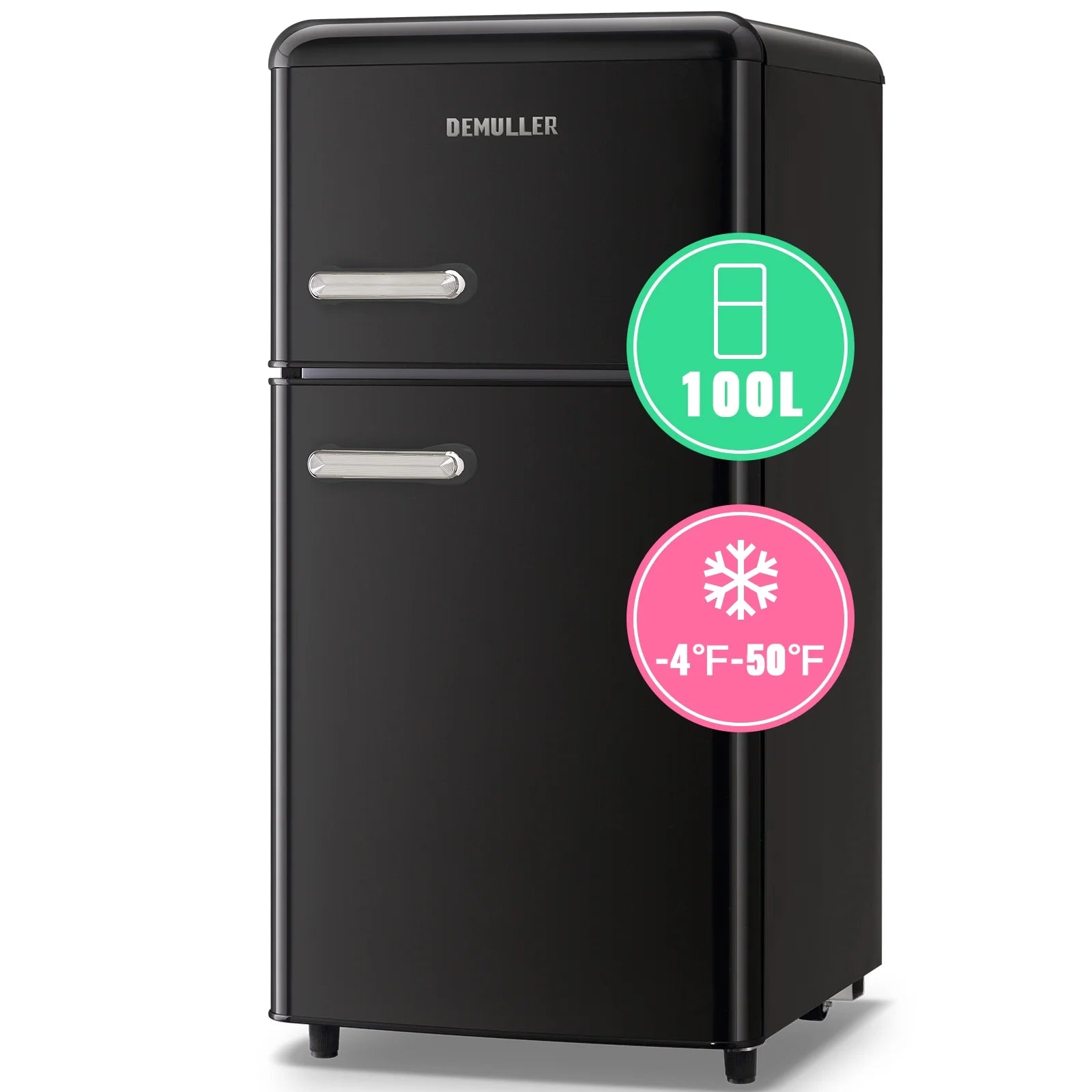 DEMULLER 3.5 CU.FT Mini Fridge 2 Door Compact Refrigerator  7 Adjustable Temperature Control White