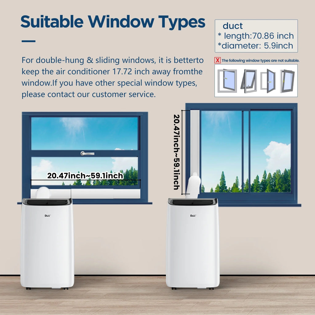 DuraComfort DP14CM Portable Air Conditioners, 14000 BTU, Dehumidifier, Cooling Fan, Remote Control, 450 Sq. ft