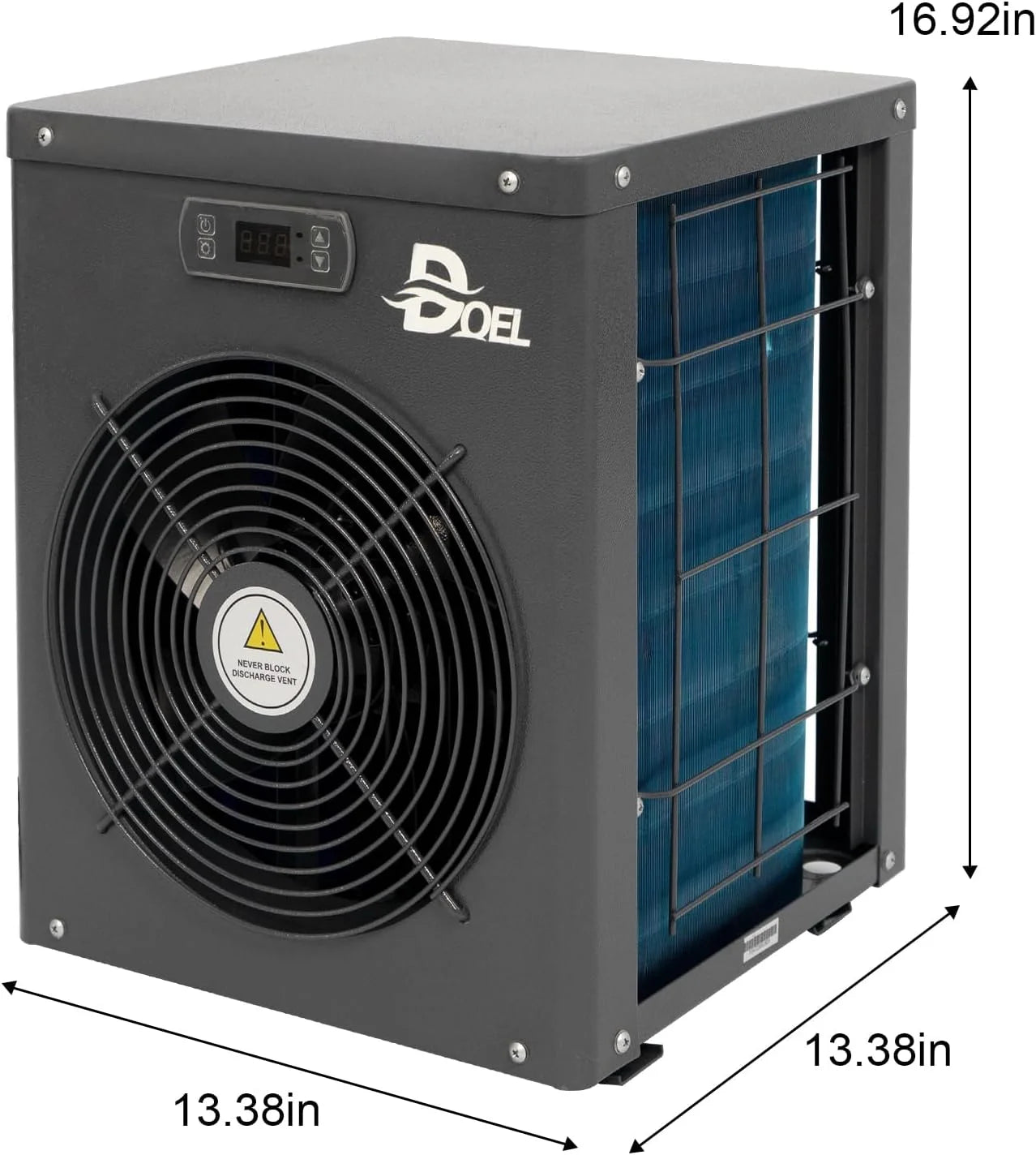 DOEL 12000 BTU Mini Swimming Pool Heat Pump for Above-Ground Pools, 3.45 kW Electric Pool Heater with Titanium Heat Exchanger, 110V 60Hz